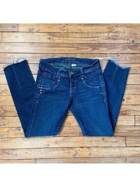 PARASUCO jeans dark blue sequins ripped bottoms size 29 skinny low rise stretchy